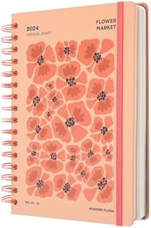Kokonote Flower Market Muse A5 2024 Day To Page Diary | January 2024 - December 2024 | 2024 Weekly Planner | A5 Planner With Stickers & Pocket | 2024 Diary
