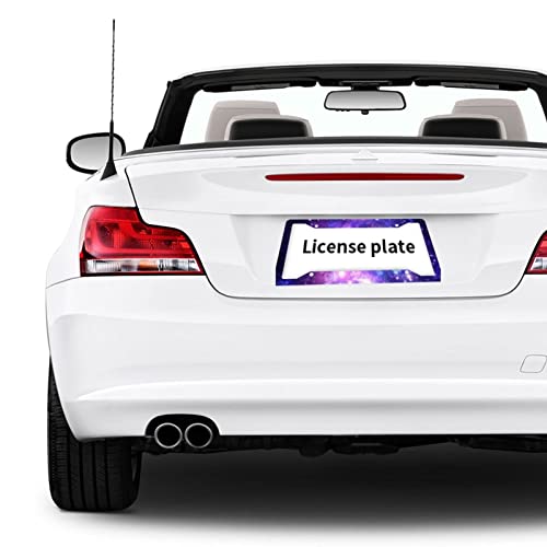 Purple License Plate Frames 2 Pcs Set Starry Sky License Plate Covers Aluminum Metal License Plate Holder Auto Car Tag Frame With 4 Holes Screws Personalized Decorative License Plate Frames #TOP4