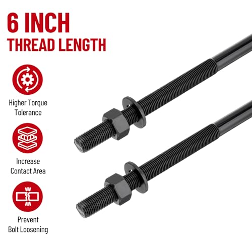 Image of 14 Inch Square Bend U-Bolt Kit for Truck Chassis | Heavy-Duty Steel Suspension Leaf Spring U Bolts with 6 Inch Tie Plates