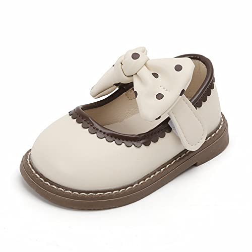 Soft Bottom Girls' Princess Shoes with Bow Toddler Child Shoes Leather Shoes for 3 Months to 3.5 Water Toddler Shoes