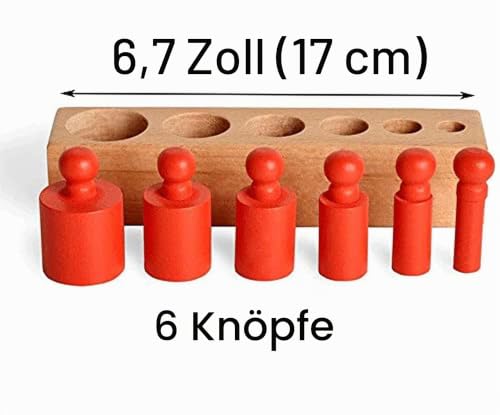 BOHS Montessori-Zylinderblöcke, 4 Holz-Steckpuzzles mit Knöpfen – Ansicht 3