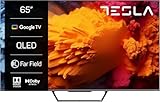 TESLA - QLED Smart TV de 65" (165cm), Google TV,Televisión Ultra HD, HDR10, Dolby Atmos, Youtube, Netlfix, WiFi & Bluetooth, 2 Altavoces 12W, Chromecast Integrado, 3.840x2.160 (Q65S939GUS) - 2024