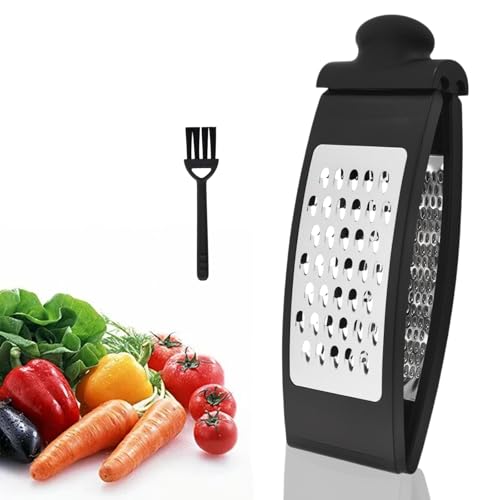 Reibe Edelstahl, Klappbare Gemüsereibe mit Rutschfestem Boden, Karottenreibe, Kartoffelreibe, reibe für Käse, Gemüse, Obst, Spülmaschinengeeignet Küchenreibe