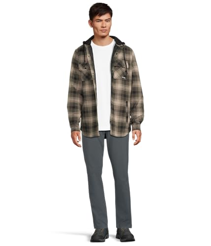 Image of Volcom Men's Kenson Insulated Flannel Shirt Jacket - Removable Fleece Hood, Taffeta Lined