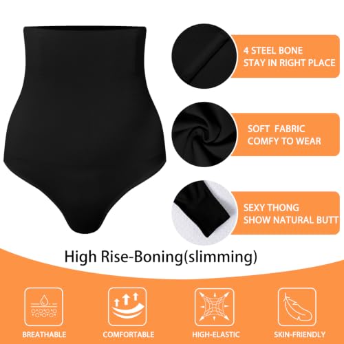 Image of Werena Tummy Control Thong Shapewear for Women High Waisted Body Shaper Panties Shaping Thong Girdle Underwear