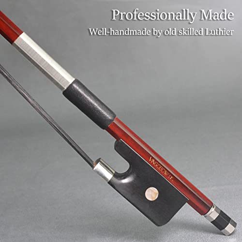 Black Horse Hair 4/4 Size Double Bass Bow French Model Clear Tone Vingobow 300Bfb 72.5Cm Brazilwood Stick Ebony Frog Straight Stick Smooth Tuner Easy Rosin Neat Works For High Level Student #TOP2