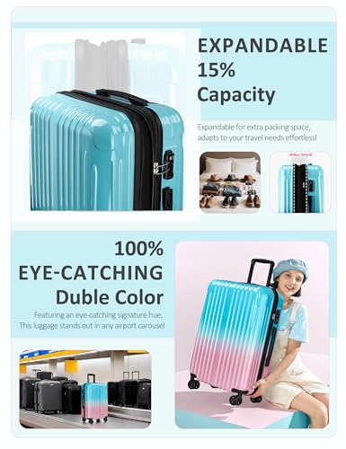 Image of Carry on Luggage 2 Piece(20in /24inch - Airline Approved Suitcases with Spinner Wheels, Built-In TSA Lock,Hard Shell Expandable Suitcases