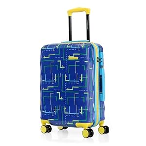 Nasher Miles Denver Hard-Sided Polycarbonate Printed Cabin Luggage Navy Blue 20 inch |55cm Trolley Bag