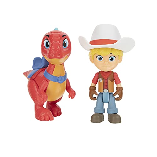 Dino Ranch Pack de 2 Figurines Jon et Blitz - Un Rancher de Dinosaures de 8 cm et Son ami Dinosaure de 10 cm