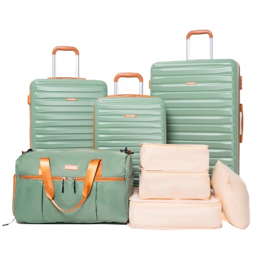Image of 8-Piece Hardcase Luggage Sets 20 inch24 inch28 inch | ABS+PC Suitcases with Spinner Wheels,TSA Lock,Underseat Duffel Bag,Packing Cubes