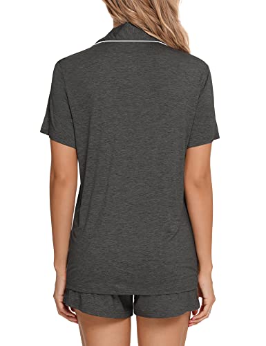 Image of Anjue Womens Pajamas Set Short Sleeve Button Down Soft Pj Sets S-XXL | V neck,Pyjamas,Modal,Wedding,Pijamas de mujer,Bridal party,Viscose,Knit,Cute,Lounge,Lightweight,Nursing,Holidays
