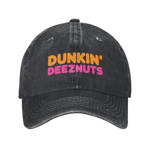 Diputer Dunkin Deez-Nuts Dad Hat Black -Funny Adults Gag Gifts- Baseball Snapback Cap for Men Women