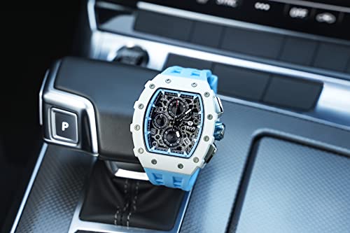 Image of TSAR BOMBA Mens Luxury Watch Watches for Men 50M Waterproof Japanese Quartz Movement Tonneau Stainless Steel Case Sapphire Glass with Chronograph Date Function Cool Unique Fashion Gift