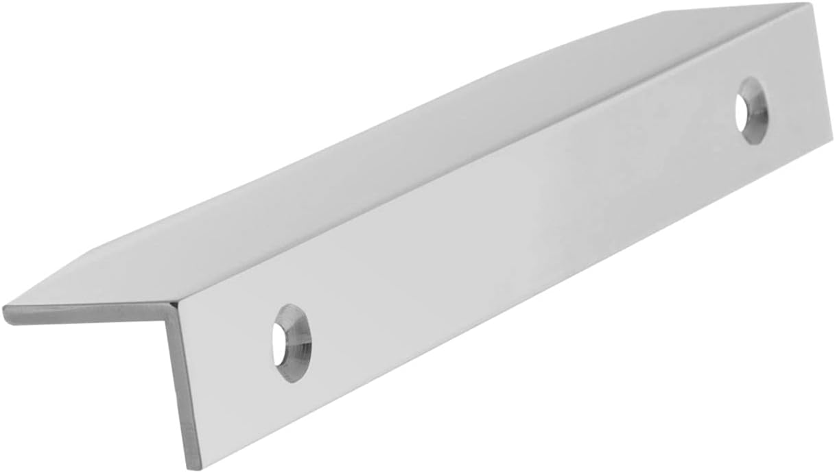 Modern Polished Chrome Cabinet Edge Pull with Mounting Hardware
