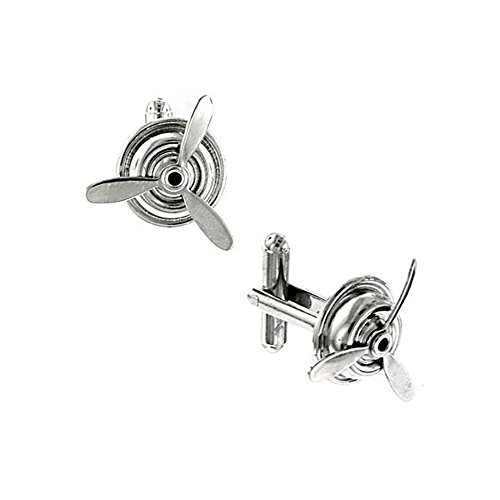 Mancuernillas Vintage Plata Propulsor Avión Hombre miniatura 1
