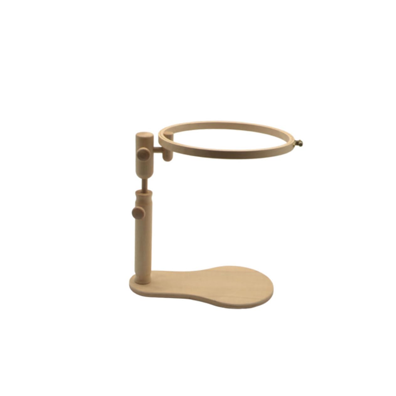 NUOBESTY Bastidor de Bordado de Madera de Haya Ajustable y Giratorio | 1 Juego, 24cm, Soporte, Rotación 360° para Acceso Trasero, Adecuado para Niños y Bordado DIY
