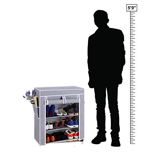 Image of Ebee Shoe Rack With 4 Shelves (Grey)