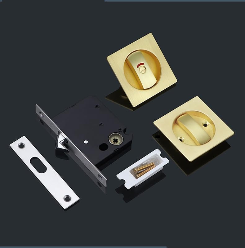 Cerradura para puerta corrediza Pocket Door Hardware cuadrada con indicadores rojo-verde para privacidad puertas correderas o plegables manijas de puerta (Negro 1) miniatura 6