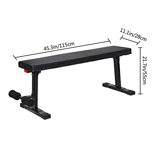 【3-7 Days Delivery】Flat Utility 600Lbs Foldable Capacity Weight Bench, 45'' Flat Bench Workout Utility Bench Capacity Sit Up Bench Weight Training and Abdominal Training Folding Bench Price Cut $8 (A)