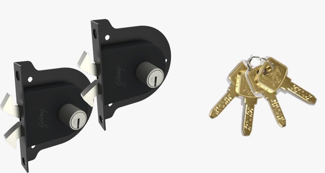 Godrej Wardrobe Lock I with Key for Sliding Door (32mm Side Lock, Black Finish) I Duo Cylinder Technology I Reversible Key-Sturdy Construction I Fast Installation I Pack of 2-image-32