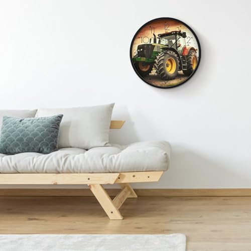 Horloge murale ronde tracteur 25 cm à grands chiffres arabes