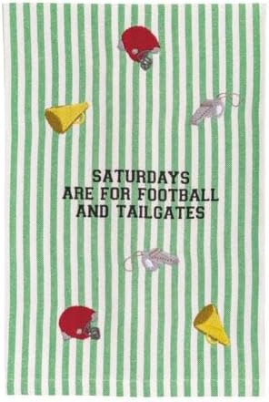 Mud Pie Saturdays Football Decorative Bar Towel, Decorative Kitchen & Hostess Gift Towel, Seasonal Kitchen Decor