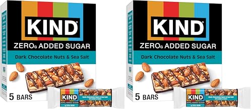 Image of KIND ZERO Added Sugar Bars,Dark Chocolate Nuts and Sea Salt,Keto Friendly Snacks,Gluten Free,5g Protein,5 Count (Pack of 2)
