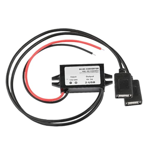 VKvmNYlxx DC-DC 12V 24V to 5V 3A 15W Car Power Converter Type-C USB Step Down Voltage Power Supply Output Adapter with Reverse Protection(Single Square USB)