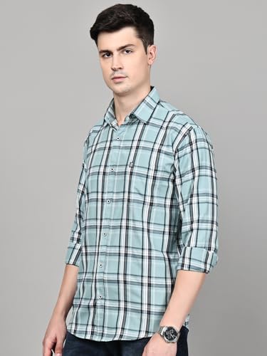 Image of Majestic Man Stylish Slim Fit Cotton Spread Collar Checked Casual Shirt for Men