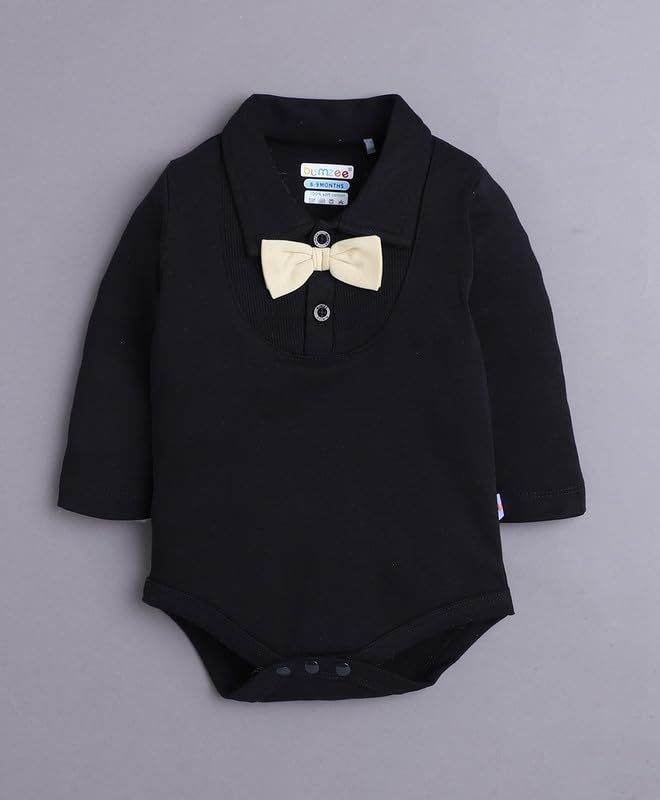 Image of BUMZEE Baby Boys Regular Fit Full Sleeves Collar Neck Cotton Bodysuit Set