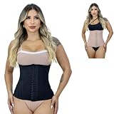 Cinta Modeladora Abdominal Feminina Afina Cintura Alta Compresão 12 Barbatanas (Preta, P)