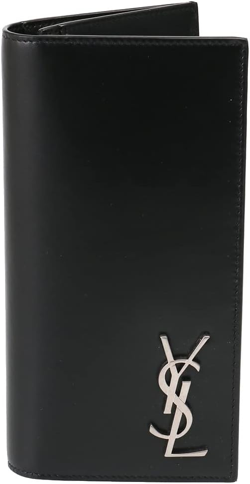 Saint Laurent 529981 0SX0E 1000 Mens Bi-Fold Long Wallet SAINT LAURENT PARIS Calfskin Black, Black