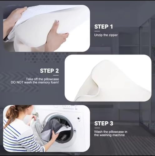 Image of SYSVENT The Future | Premium Memory Foam Neck Pillow for Orthopedic Support | Ergonomic Cervical Pillow for Tailbone, Sciatica & Lower Back Pain Relief | Breathable Cover | Navy Blue & White