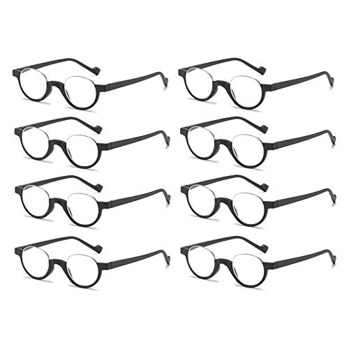 8 Stuks Lesebrille Herren Rechteck Rahmen Schwarzes PC-Material Federscharniere Enthalten Sonne Lesebrille,Leicht Komfortables Leser Wert Cover