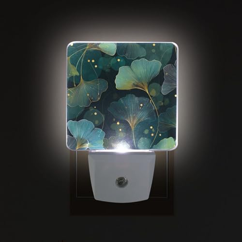Lámpara nocturna con sensor de luz y diseño hojas de ginkgo miniatura 2