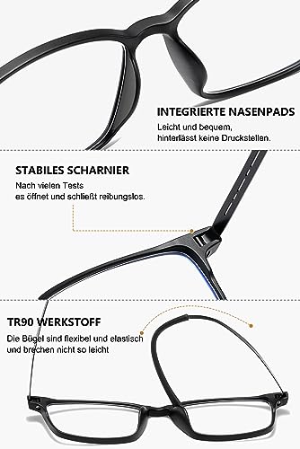 Lanomi Rectangle Photochromic Reading Glasses Blue Light Blocking Reading Sunglasses UV400 Protection Eyeglasses for Women Men Light Black (Photochromic Grey) 2.5 - Image 4