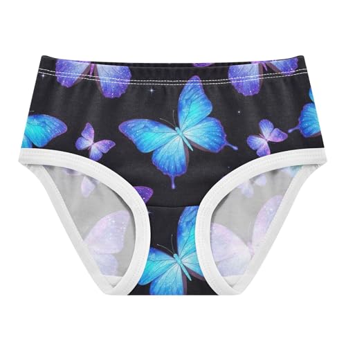 Vibrant Blue Purple Butterflies Black Little Girl Panties Girls Underwear Toddlers Cotton Print Undies Kids Briefs 2t