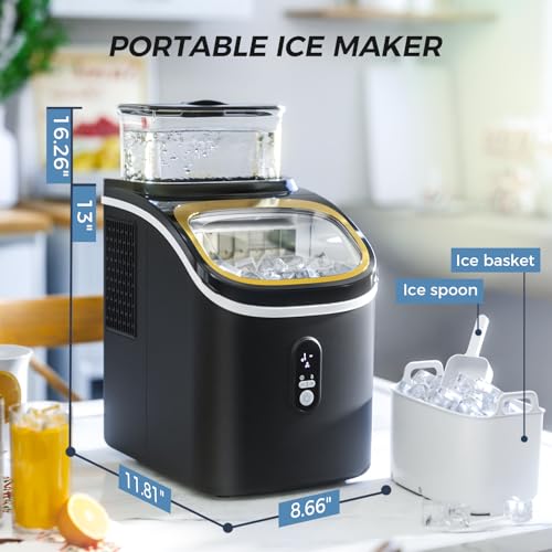 Kismile 13AF-BKKK Ice Maker Countertop, Portable Ice Cube Maker Machine With 1.5L Detachable Water Tank, 33Lbs/Day, 16Pcs/5-18Mins, 24H Timer, Self-Cleaning Small Ice Maker thumb #5