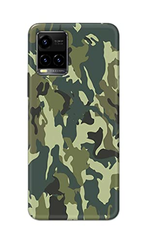 Image of PRINTFIDAA Printed Hard Back Cover Case for Vivo Y33S | Vivo Y33T | Vivo Y32 Back Cover (Green Army Camouflage) -1803