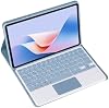 Funda con teclado y touchpad inalámbrico Bluetooth desmontable para Honor Pad X9 11.5" 2023, funda tipo folio con mouse (Funda azul, teclado táctil) 2