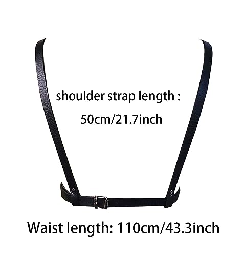 Mens Black Leather Armors Suspenders Shoulder Strap Body Chest Harness Chain Belt Adjustable Gay Punk Clubwear Costume4