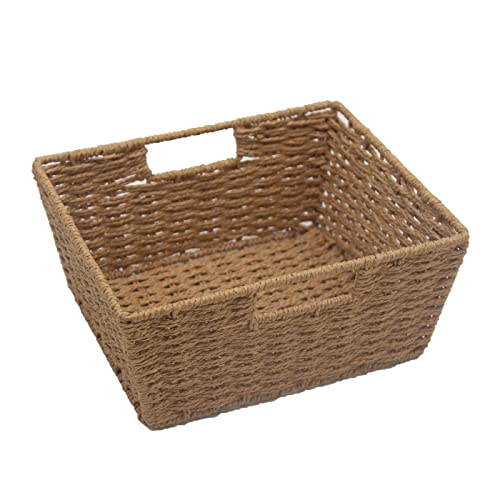 Kovot Storage Woven Baskets Wicker Storage Wicker Storage Baskets With Built-In Carry Handles | Laundry Storage Pantry Bin - 9"L X 8"W X 4"H (3-Pack) #TOP7