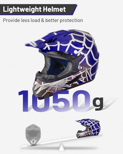Image of Youth Dirt Bike Helmet DOT Certified for Boys & Girls Ages 5-14, Four Wheeler, Motocross, BMX, MX, UTV, Go Kart, Racing, Skateboard, Baseball
