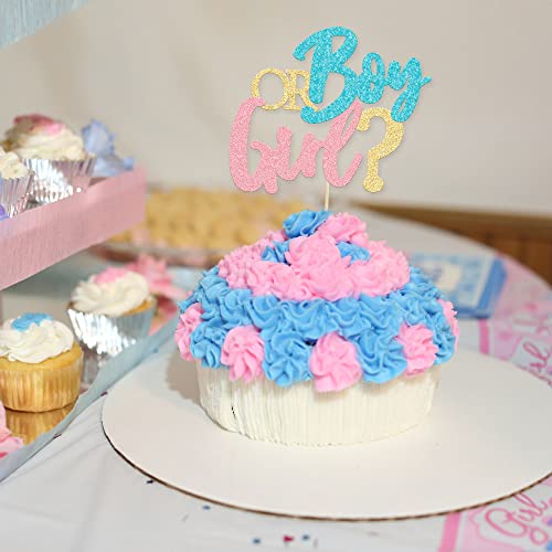 1Pc Boy Or Girl Cake Topper Glitter Pink Or Blue Cake Pick Gender Reveal Cake Decorations For Baby Shower Gender Reveal Theme Kids Boys Girls Birthday Party Decoration Supplies #TOP4