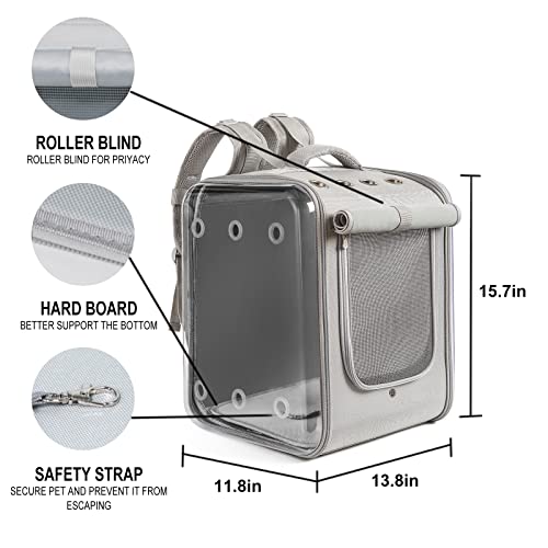 Image of Cat Backpack Carrier Large Pet Backpack Carrier, 17lbs Load-Bearing Ventilated Design Dog Backpack Carrier for Small Dogs, Sturdy Cat Bubble Backpack for Travel, Hiking & Outdoor Use, Grey