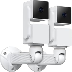 2 Pack Extended Wall Mount for WYZE Cam Pan V3/V2/V1, Blink Mini Pan-Tilt and Eufy Cam E220.Outdoor/Indoor, 360 Degree Swivel Adjustable Bracket (White,Camera not Included)