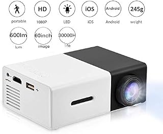 Mini Projector,Portable 1080P 600lm 4 : 3 LED Projector Home Cinema Theater Movie