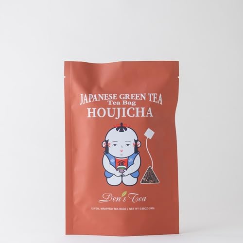[Den's Tea] Pyramid Teabags, Authentic Japanese Green Tea from Shizuoka, Japan (Pack of 12) (Houjicha)