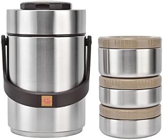 BuyWeek Insulated Lunch Container, 304 Stainless Steel Insulated Lunch Box 3 Layer Portable Vacuum Insulated Food Thermos 2000ml(Silver)