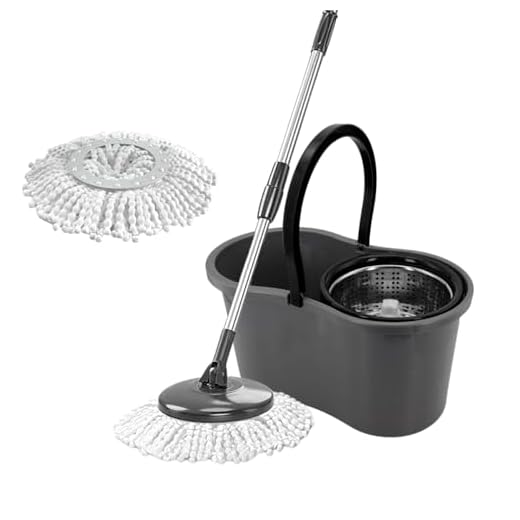 Balde Mop Limpeza 360 Giratorio Inox Esfregão Com 2 Refis
